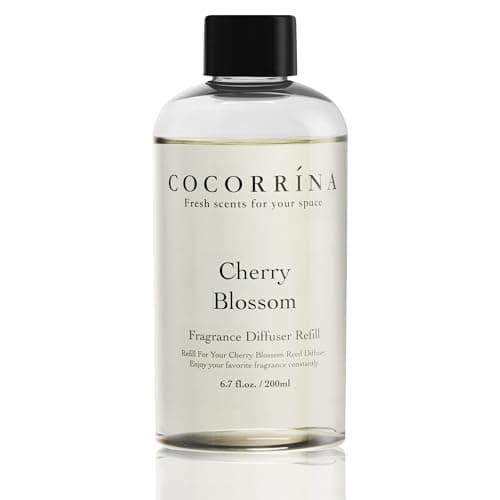 Image of COCORRÍNA Reed Diffuser Refill with 8 Sticks, Cherry Blossom 200ml Scented Oil Refill for Reed Diffuser Home Fragrance for Bedroom, Bathroom Office Home Décor