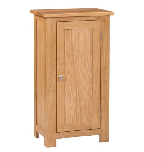Image of Hallowood Furniture Waverly Oak Small Cupboard, 1-Door Wooden Storage Cabinet with 2 Adjustable Shelves, Hallway Cupboard, Light Oak Furniture for Bedroom, Kitchen, or Living Room