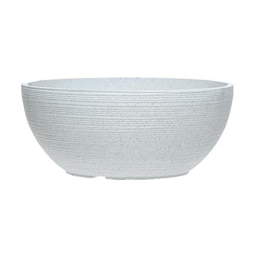 Image of simpa Grooved Speckle Bowl Pot Plastic Planter - Suitable for Indoor or Outdoor Use - 13cm (H) x 35cm (Dia) (1, White)
