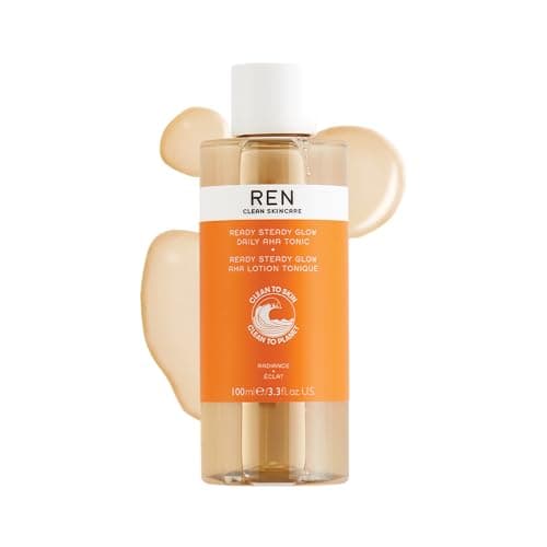 Image of REN Ready Steady Glow Daily AHA Tonic, 100ml – Exfoliating Toner with Lactic Acid and Salicin, Brightens Skin, Reduces Pores and Fine Lines, Smooths Texture for an Even Complexion