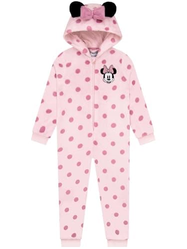 Image of Disney Onesie, Minnie Mouse Pyjamas, Girls Onesie With 3D Ears And Bow, Fleece Kids Onesies, Pink 2-3 Years