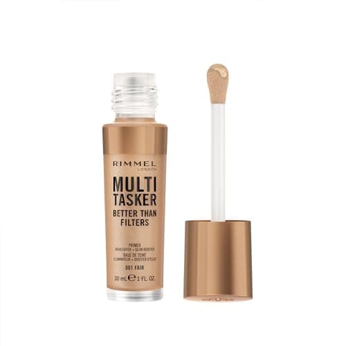 Image of Rimmel Multi Tasker Better Than Filters, 001 Fair, 3 in 1 Face Primer, Glow Booster and Highlighter, Flawless Finish, Infused with Vitamin C and E, Maxi Soft Applicator, Vegan, 30ml