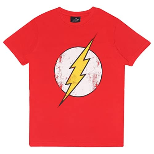 Image of DC Comics The Flash Distressed Logo T-Shirt, Kids, 3-15 Years, Red, Official Merchandise 7-8 Years