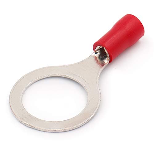 Image of Heschen Ring Terminal Crimp Connectors Vinyl Insulated Wire Electrical Connector RV1.25-12 Stud size 1/2" for 0.5-1.5mm² (22-16 AWG) Red 100Pack