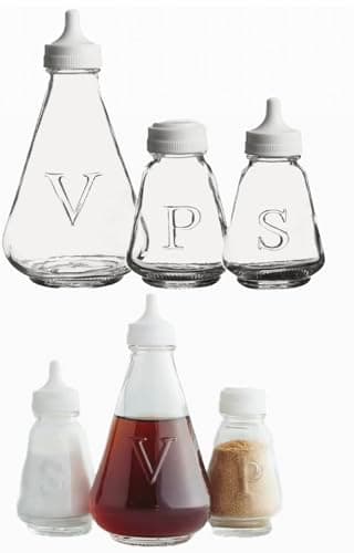 Image of BACKCARE ® Ravenhead Essentials Glass Salt Pepper & Vinegar Pots - Serving Bottle - Shaker Cap Top - Clear - Pack of 3