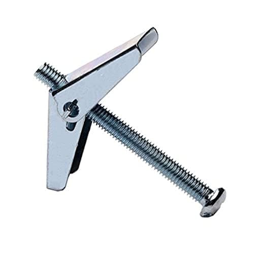 Image of Merriway BH05883 (25 Pcs) Wing Spring Toggle with Machine Screw for Plasterboard Hollow Walls & Doors, BZP M5 x 50mm (3/16 inch x 2 inch) - Pack of 25 Pieces