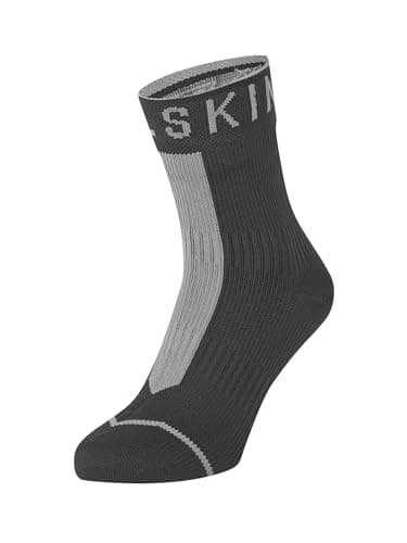 Image of SEALSKINZ | Dunton | Unisex Waterproof All Weather Ankle Length Sock with Hydrostop™ Merino Wool Lined Sock | Seamless, Thin & Comfortable | M - Black