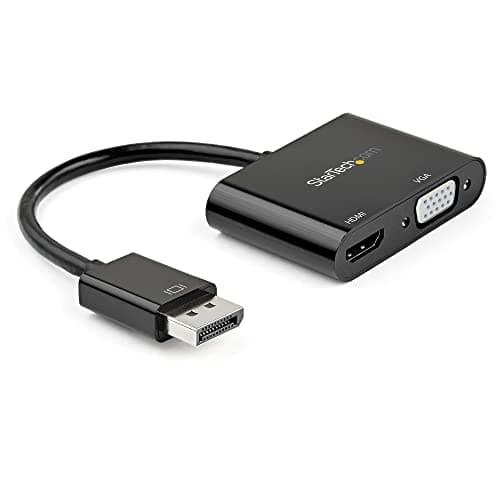 Image of StarTech.com DisplayPort to HDMI VGA Adapter - DisplayPort 1.2 HBR2 to HDMI 2.0 (4K 60Hz) or VGA 1080p Converter Dongle - DP to HDMI or VGA Monitor Adapter - Digital Video Display Adapter