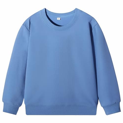 Image of Yufennie Kids Classic Sweatshirts | School Uniform Jumper Pullover, Long Sleeve Top for Boys & Girls Light Blue