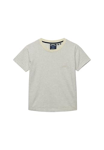 Image of Superdry Women Essential Logo Str Fitted Tee T-Shirt, Glacier Grey Marl Stripe, 16