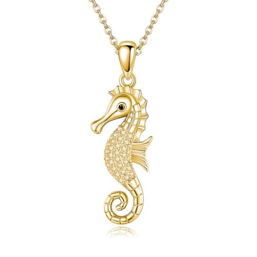 Image of URONE Seahorse Necklace 925 Sterling Silver Seahorse Pendant Necklace Ocean Jewellery Seahorse Gifts for Women