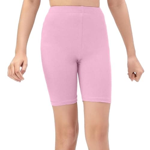 Image of NetSetUK Girls Kids Cycling Shorts Plain Strechy Sports Dance School P.E Gym Summer Girls' Shorts Pants for Activewear Baby Pink