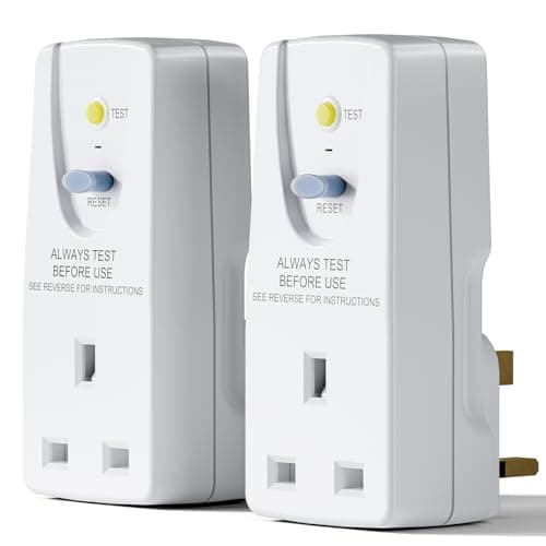 Image of EXNICEXI RCD Plug Safety RCD Adaptor UK Leakage Protection Home Circuit Breaker (30mA 240V AC, 13A 50HZ IEC61540) for Household Appliances and Power Tools,2 Pack