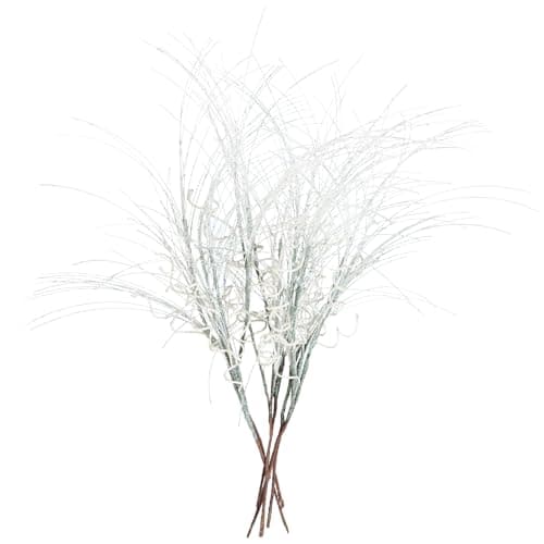 Image of Set of 6 Glitter Curly Christmas Spray, 55 CM Christmas Tree Picks Decorations Ting Sparkle Curly Twigs Branch Xmas Long Glitter Stem Branch for Home Living Room Xmas Decorations (White)