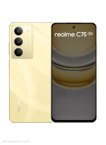 Image of realme C75 5G Smartphone, 8GB RAM + 128GB Storage | 6.67" IPS LCD 120Hz Display | 32MP Rear & 8MP Front Camera | 6000mAh, 45W Fast Charging | Dual SIM, Android 15, 12M Warranty (Gold)