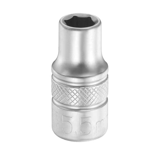 Image of sourcing map 6 Points Deep Socket 1/4" Drive 5.5mm Deep Metric CR-V Steel Polished Nickel Plating Flip Sleeve 25mm / 1" Extra Long Socket Tool for Home Auto Nuts Bolts Repair