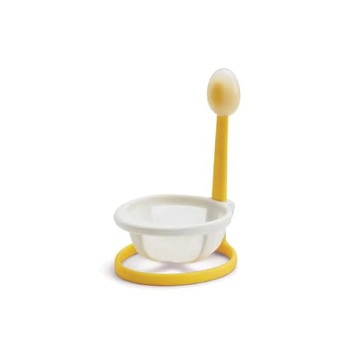 Image of Chef'n Yolkster Egg Poacher Cup, Egg Poaching Basket with Handle, White / Yellow, 8 x 9.5 x 14 cm