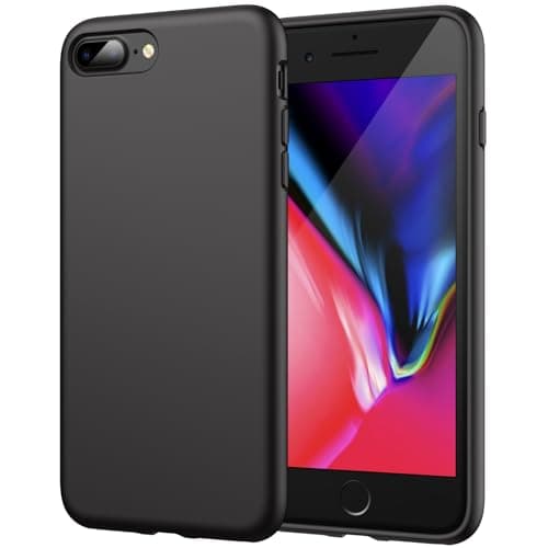 Image of JETech Silicone Case for iPhone 7 Plus, iPhone 8 Plus, 5.5 Inch, Silky-soft touch Full-Body Protective Case, Shockproof cover with Microfiber Lining (Black)
