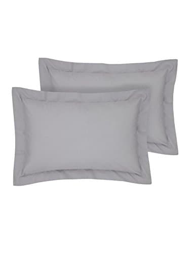 Image of Rayyan Linen Oxford Pair of Pillowcases100% Egyptian Cotton 200 Thread Counts Size 50 x 75CM - 2 Pack Pillow Cases (Silver Grey)