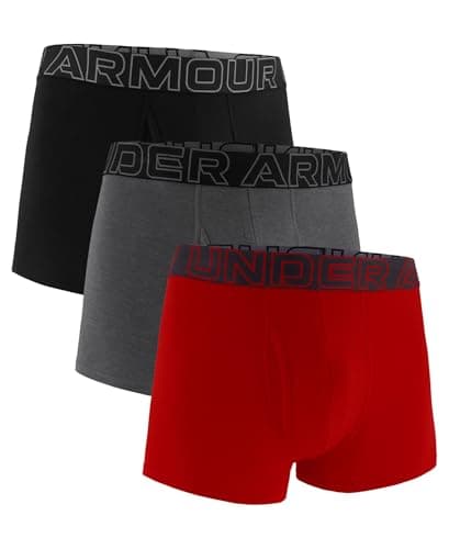 Image of Under Armour Men's 3-Pack Performance Cotton Boxer Brief, 3" Inseam, All-Day Comfort & Ultra-Soft, Castlerock Heather - Core, L