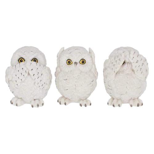 Image of Nemesis Now Three Wise Owls Figurine 8cm White