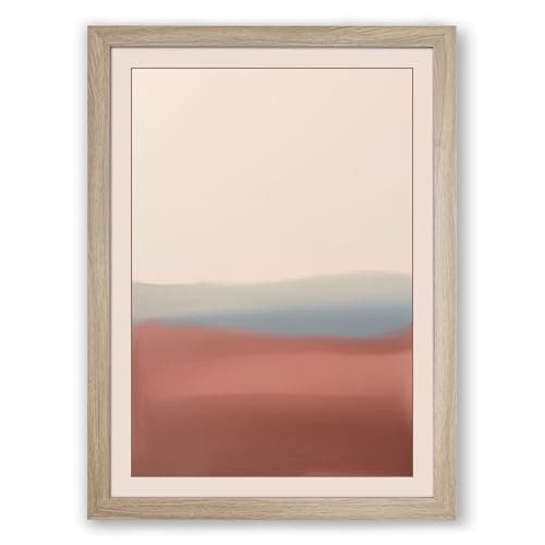 Image of Horizon Layers Minimalist Framed Wall Art Print A1 (84.1×59.4cm) Oak, Wall Decor for Living Room, Bedroom, Office & Home, Ready to Hang, Art Gift