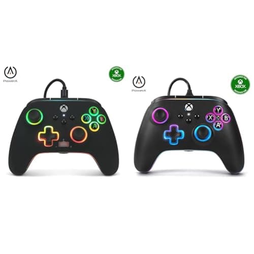 Image of PowerA Spectra Infinity Enhanced Wired Controller for Xbox Series X|S, Advantage Wired Controller with Lumectra - Black, Gamepad