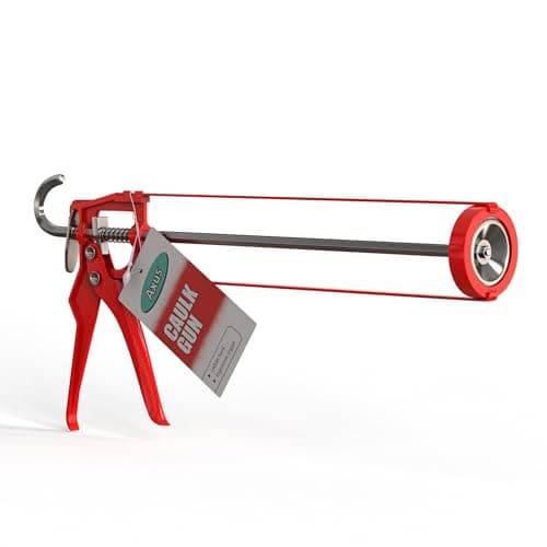 Image of Axus Decor Caulking Gun - for C3/310ml and C4/400ml Cartridges - Heavy Duty Sealant Gun with Ladder Hook and Finger Contoured Grip - for Professional & DIY Enthusiasts, Red
