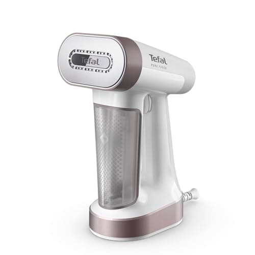 Image of Tefal PureForce 2-in-1 Handheld Garment Steamer, Vertical steaming & Horizontal ironing, Boost & Eco modes, 25 second heat up, 180ml removable tank, 4 steam settings, DT8720G0, Pink and White