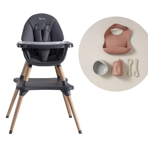 Image of Silver Cross - Eat&Play 4-in-1 Highchair & Mealtime Set - Convertible Baby Chair, Booster Seat & Toddler Table & Chair - 6 Months to 5 Years - Graphite