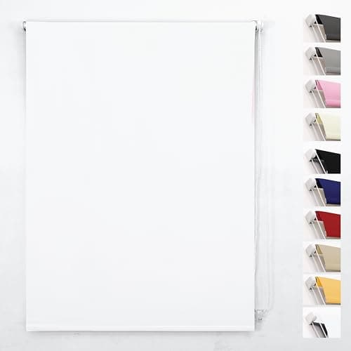 Image of Funky Gadgets Roller Blinds Thermal Blackout Roller Blind, Easy Fit Child Safe Trimmable UV Protection Home Office Window Blinds, White Blind (90cm Wide X 165cm Drop)