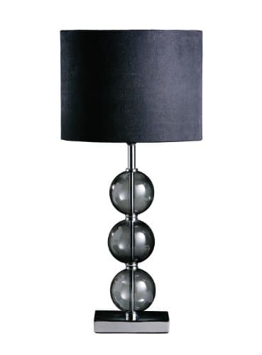 Image of Premier Housewares Bedside Table Lamp Ceramic Effect Bedside Lamp Chrome Base Table Lamps for Lounge Desk Lamp Lamp Shade H51 Cm X W24 Cm X D24 Cm, Black