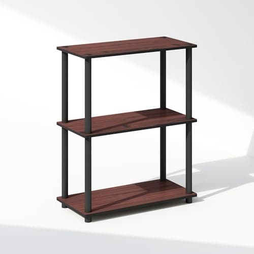 Image of Furinno TURN-N-TUBE Book Shelf, 3-Tier Bookshelf, Bookcase with Multipurpose Compact Display Rack, 11.6 x 23.6 x 29.6, for Living Room, Bedroom, Home Office, Dark Cherry