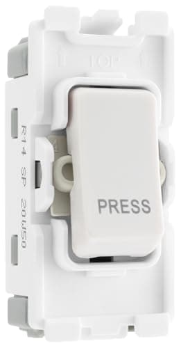 Image of BG R14 Nexus Grid White 20A 20AX 1 Way 1 Pole Retractive PRESS Switch Module