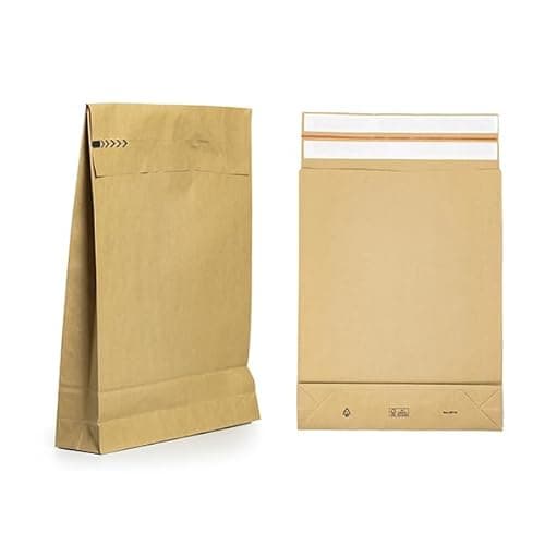 Image of Greener Route™ Strong Paper Mailing Bags with Gusset, 2 Peal and Seal Strips, Returnable, Plastic Free, Eco-Friendly, 100% Recyclable, FSC Certified, Sturdy 120gsm (20, 450x350x120mm + 100mm)