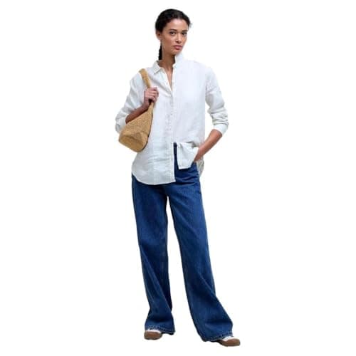 Image of Barbour Women's Marine Relaxed Long-Sleeved Shirt, Pale Aqua Stripe, Pale Aqua Stripe, 18