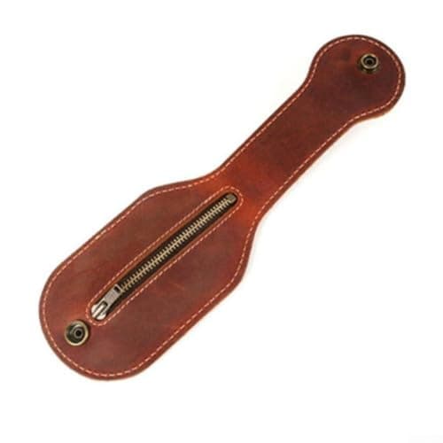 Image of Besttoolifes Leather Coin Purse Outdoor Self-Defense 7.8 * 25.4 Cm PU Leather Lightweight Belt Wallet Hiking Camping Travel Black Brown Dark Red(Brown)