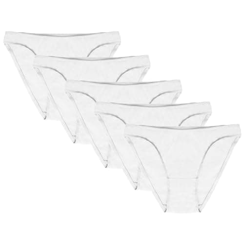 Image of Style It Up 5 Pairs Ladies Womens Bikini Briefs Underwear 100% Cotton Comfortable (White - M)