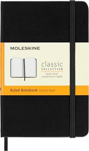 Image of Moleskine Classic Notebook, Notebook With Ruled Pages, Hard Cover and Elastic Closure, Black, Pocket, 9 x 14 cm, 192 Pages