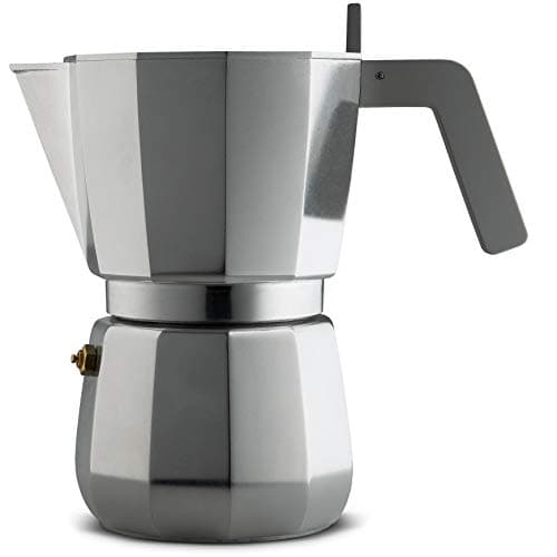 Image of Alessi Moka Dc06/9 Fm - Design Espresso Coffee Maker In Aluminium Casting, Handle And Knob In Pa, Grey, 9 Cups