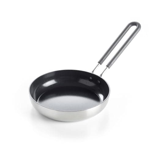 Image of GreenPan Mini Hard Anodised Healthy Ceramic Nonstick Stainless Steel 14 cm Round Egg Frying Pan, PFAS Free, Induction, Stay-Cool Stainless Steel Handle, Oven Safe up to 220 °C, Silver