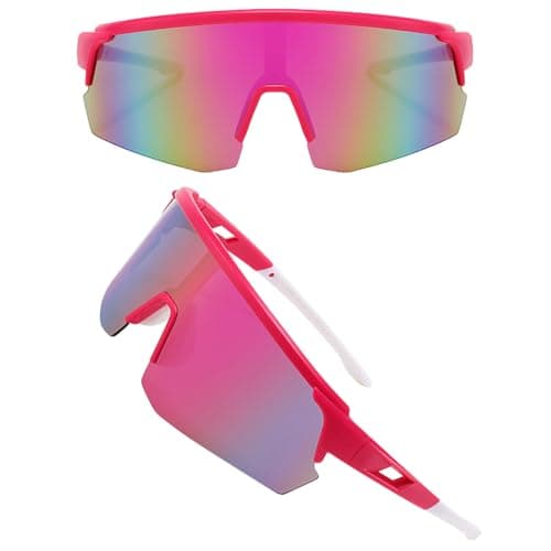 Image of DKDDSSS Cycling Glasses, Sports Polarized Sunglasses, Polarized Cycling Sunglasses for Men Women, Polarised Sun Glasses UV400 Protection Ski Goggles Outdoor Bicycle Motorbike Driving Fishing Pink