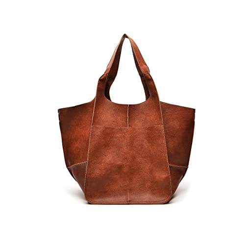 Image of NICOLE & DORIS Large Tote Bags for Women Hobo and Shoulder Bags Soft Leather Vintage Oversized Shopping Bag Lightweight Work Bag Large Capacity Handbags Caramel Brown