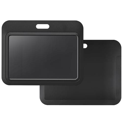 Image of Uniclife Sliding ID Badge Holder Black Horizontal Hard Plastic Case with Clear Window Card Protector Pouch for Office School ID Credit Cards Proximity Key Cards Driver’s Licenses and Passes, 1 Pack