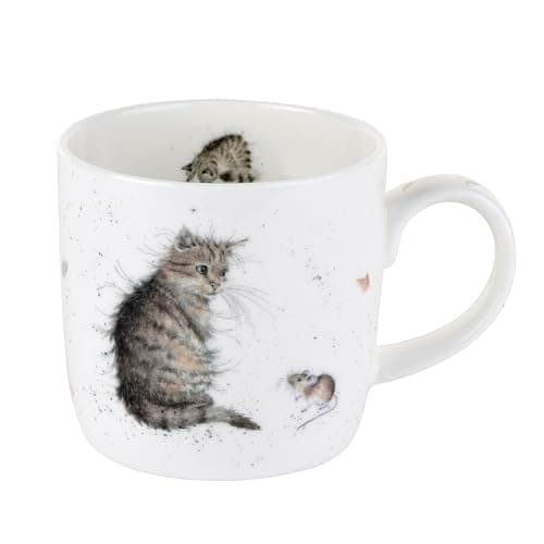 Image of Wrendale by Royal Worcester Cat and Mouse Bone China Mug,11Fl Oz