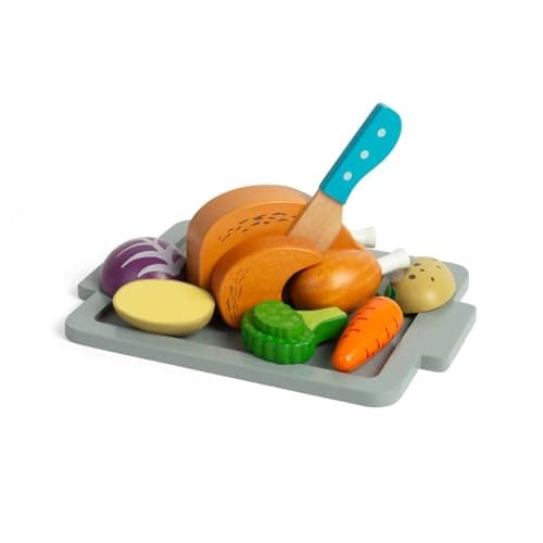 Image of Bigjigs Toys Roast Dinner Set - 12pc Wooden Food Toy, Kids Kitchen Sets & Accessories, Toddler Role Play, Cookery Gifts For Children, Age 18 + Months