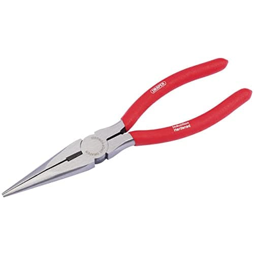 Image of Draper Redline Long Nose Pliers | Heavy Duty Pliers with PVC Dipped Handles | 200mm Needle Nose Pliers | 68238