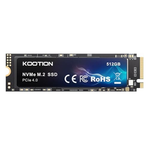 Image of KOOTION 512 GB NVMe M.2 SSD, PCIe 4.0 M.2 2280 Internal Solid State Drive,Up to 5000MB/s, Laptop & Desktop (PC) Compatible、Gaming Expansion SSD, Black