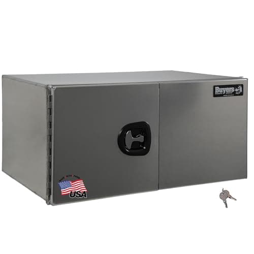 Image of Buyers Products 1705333 Underbody Truck Tool Box with Barn Doors, 24 x 24 x 30 Inch, Made in USA, Smooth .100 in Aluminum, Weather-Resistant, 3-Point Locking, for Flatbeds, Trailers & Work Trucks
