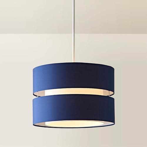 Image of ValueLights | Large Navy Blue 2 Tier Pendant Drum Lampshade | Lamp Shades, Home Décor & Improvement Essential | 35cm Shade Width